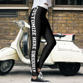 Personalize Text Cute Black White Stripes Template Leggings