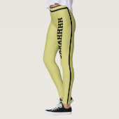 Personalize Text Name Olive Black Stripes Fun Gift Leggings (Links)