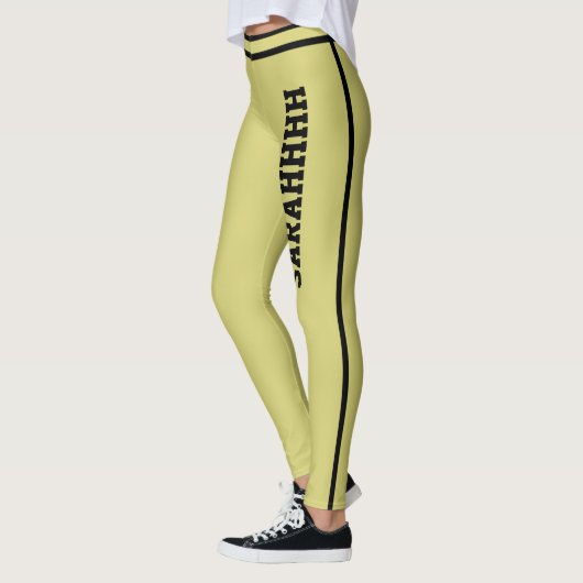Personalize Text Name Olive Black Stripes Fun Gift Leggings (Links)