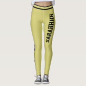 Personalize Text Name Olive Black Stripes Fun Gift Leggings (Voorkant)