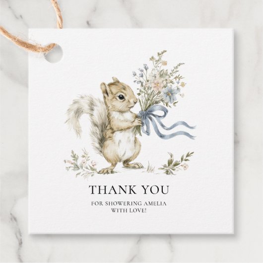 Personalize Thank You Squirrel Baby Shower  Bedankjes Labels (Voorkant)