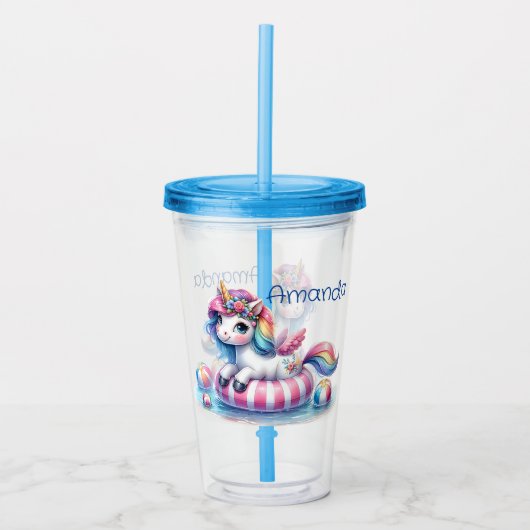 Personalize Unicorn  Acryl Drinkbeker (Voorkant)