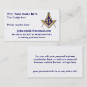 PERSONALIZE VADERDAG MASONISCH VISITEKAARTJE (Voorkant / Achterkant)