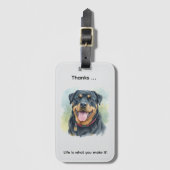 Personalize Watercolor Pet Rottweiler Portrait Bagagelabel (Voorkant (verticaal))