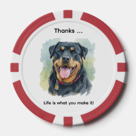 Personalize Watercolor Pet Rottweiler Portrait Poker Chips