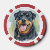 Personalize Watercolor Pet Rottweiler Portrait Poker Chips (Achterkant)