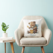 Personalize Watercolor Teddy Bear Honey Jar Kussen (Stoel)