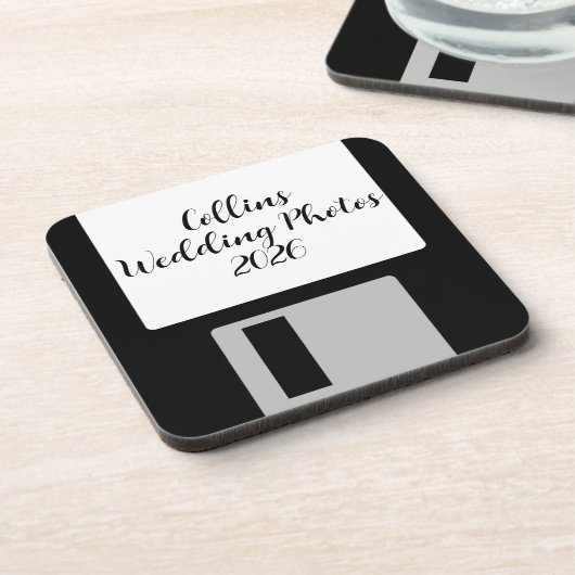 Personalize Wedding Photos Floppy Disk Coaster - 6 Bier Onderzetter (Linkerzijde)