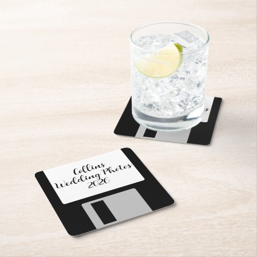 Personalize Wedding Photos Floppy Disk Coaster Kartonnen Onderzetters (Insitu)