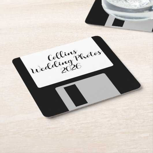 Personalize Wedding Photos Floppy Disk Coaster Kartonnen Onderzetters (Schuin)