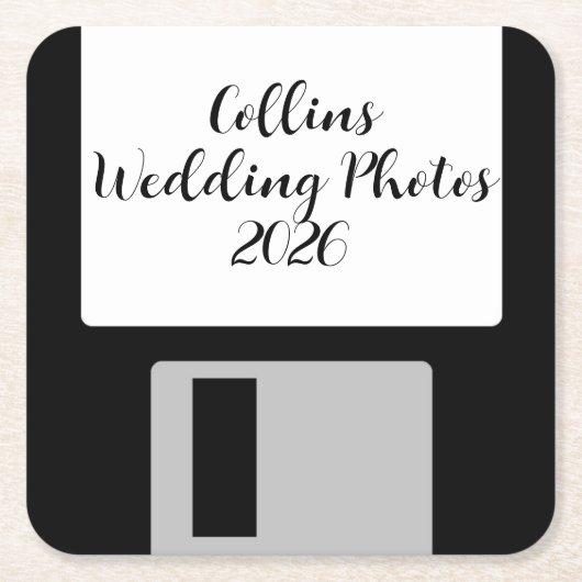 Personalize Wedding Photos Floppy Disk Coaster Kartonnen Onderzetters (Voorkant)