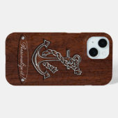 Personalize! Wet Nautical Mahogany Anchor Steel Case-Mate iPhone Case (Achterkant (horizontaal))