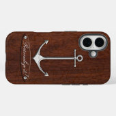 Personalize! Wet Nautical Mahogany Anchor Steel Case-Mate iPhone Case (Achterkant (horizontaal))