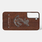Personalize! Wet Nautical Mahogany Anchor Steel Samsung Galaxy Hoesje (Achterkant horizontaal)