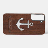 Personalize! Wet Nautical Mahogany Anchor Steel Samsung Galaxy Hoesje (Achterkant horizontaal)