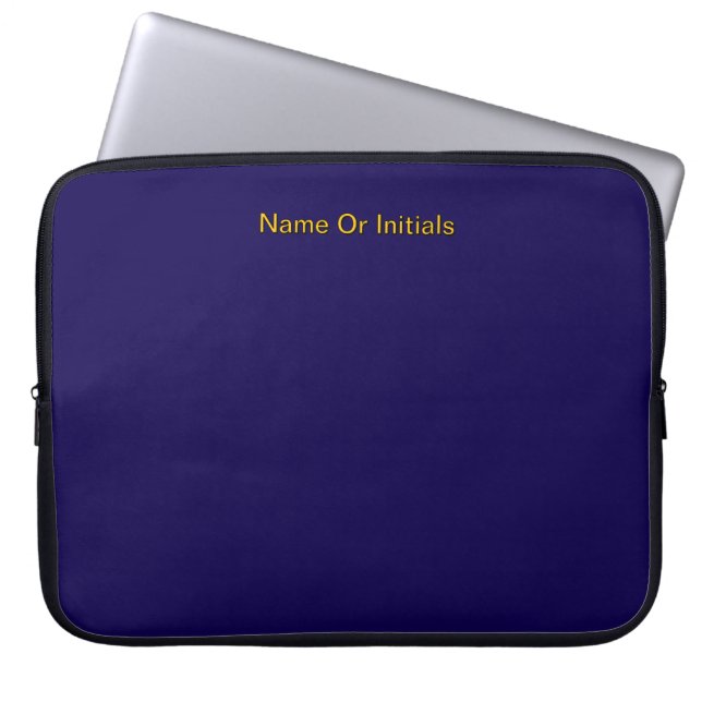 Personalize With Name Initials Dk Blue + Orange   Laptop Sleeve (Voorkant)