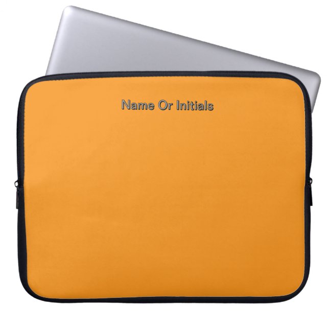 Personalize With Name Initials Orange      Laptop Sleeve (Voorkant)