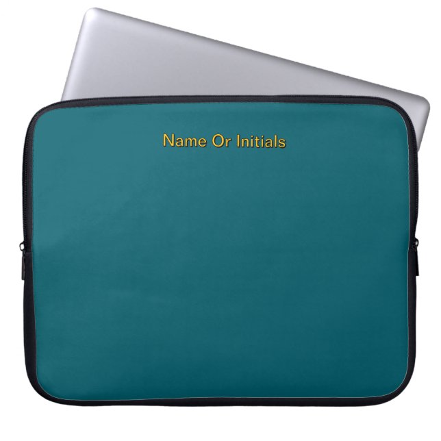 Personalize With Name Initials Teal     Laptop Sleeve (Voorkant)