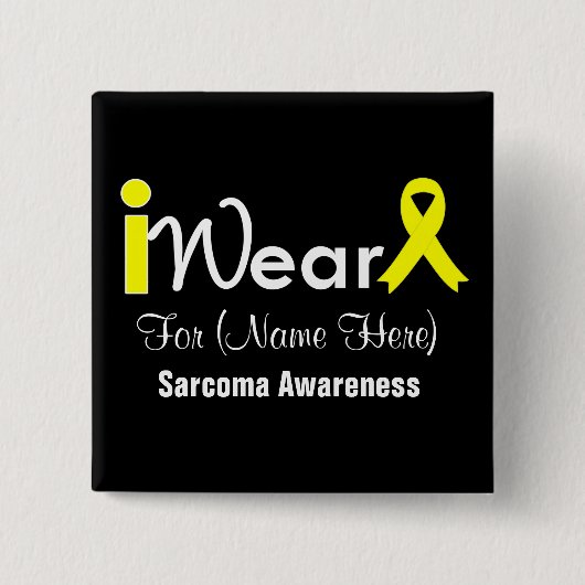 Personalize Yellow Ribbon Sarcoma Vierkante Button 5,1 Cm (Voorkant)