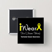 Personalize Yellow Ribbon Testicular Vierkante Button 5,1 Cm (Voorkant /achterkant)