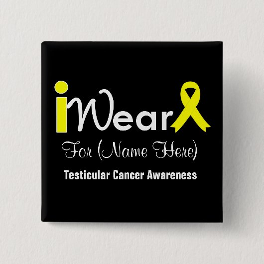 Personalize Yellow Ribbon Testicular Vierkante Button 5,1 Cm (Voorkant)