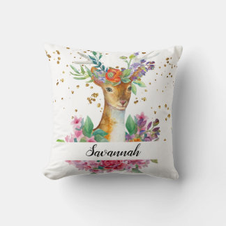 Personalize Your Own Beautiful Floral Deer Kussen