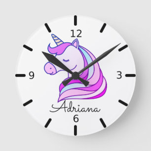Personalize Your Own Colorful Unicorn Ronde Klok