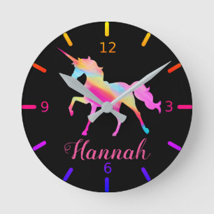 Personalize Your Own Colorful Unicorn Ronde Klok