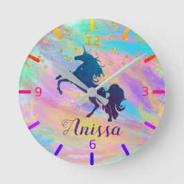 Personalize Your Own Colorful Unicorn Ronde Klok