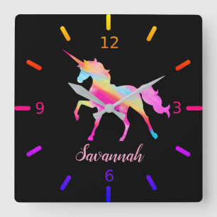 Personalize Your Own Colorful Unicorn Vierkante Klok