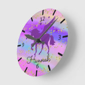 Personalize Your Own  Purple Unicorn Ronde Klok (Hoek)