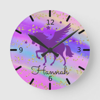 Personalize Your Own Purple Unicorn Ronde Klok