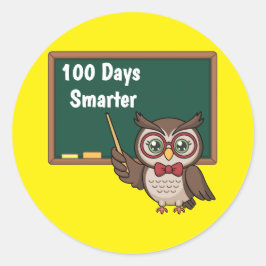 Personalized 100 Days Smarter Owl and Chalkboard Ronde Sticker