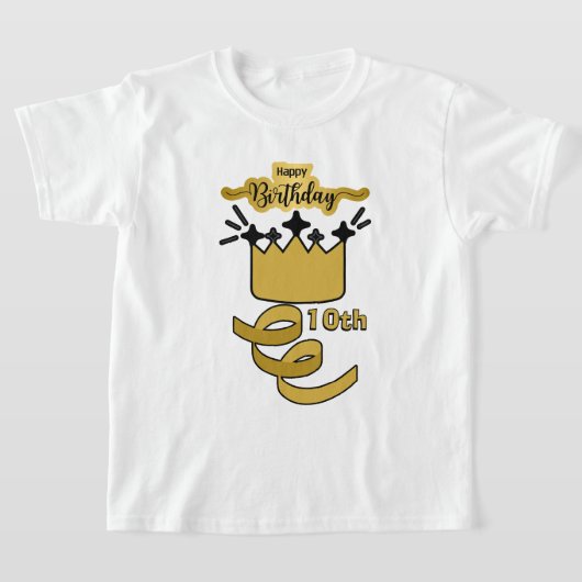  Personalized 10th Birthday King Crown Design T-shirt (Laagn)