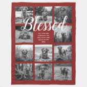 Personalized 11 Photo Collage BLESSED Red Fleece Deken (Voorkant)