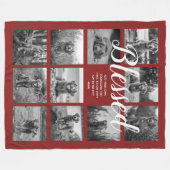 Personalized 11 Photo Collage BLESSED Red Fleece Deken (Voorkant (Horizontaal))