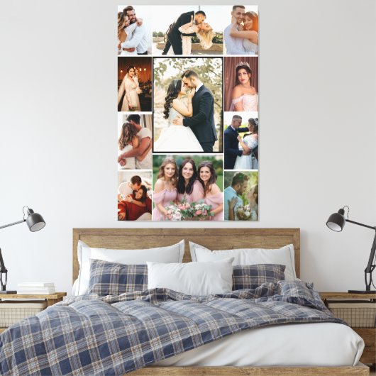 Personalized 11-Photo Wedding Collage Canvas Print (Insitu (Slaapkamer))