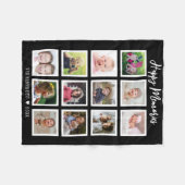 Personalized 12 Family Photo Collage Black Fleece Deken (Voorkant (Horizontaal))