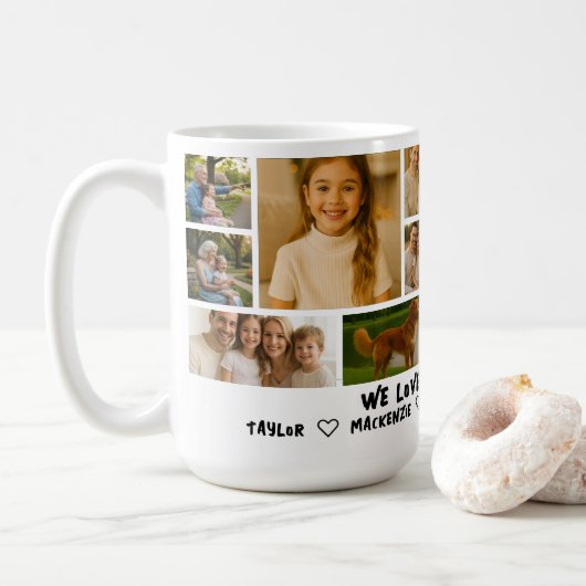 Personalized 14 Photo Template Collage and Text  Koffiemok (Met donut)