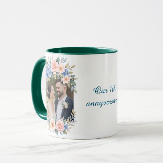 Personalized 1st Anniversary Photo Mug Mok (Voorkant links)