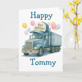  Personalized 1st Birthday Semi Truck Card Kaart (Gele Bloem)