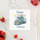  Personalized 1st Birthday Semi Truck Napkins Servet (Insitu)