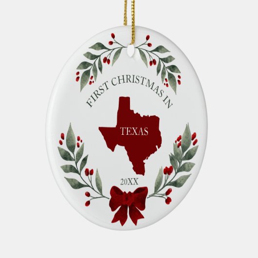 Personalized 1st Christmas In Texas State  Keramisch Ornament (Rechts)