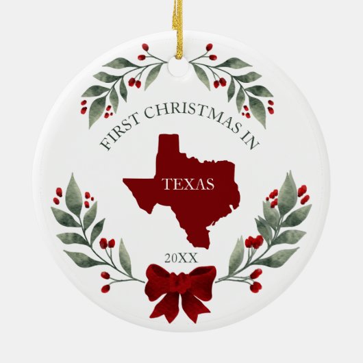 Personalized 1st Christmas In Texas State  Keramisch Ornament (Achterkant)
