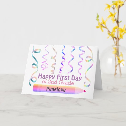 Personalized 1st Day of 2nd Grade Kaart (Gele Bloem)