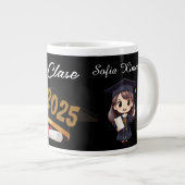 Personalized 2025 Black Gold Graduate Mug Grote Koffiekop (Voorkant rechts)
