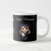 Personalized 2025 Black Gold Graduate Mug Grote Koffiekop (Rechts)