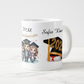 Personalized 2025 Black Gold Graduate Mug Grote Koffiekop (Voorkant rechts)