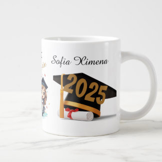 Personalized 2025 Black Gold Graduate Mug Grote Koffiekop