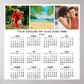 Personalized 2026 Calendar 3 Photo Collage Poster (Voorkant)